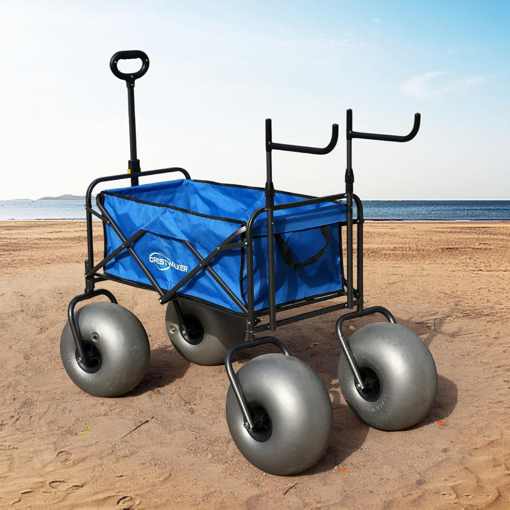 Beach Cart with 13 Balloon Wheels, Chair Racks & Pump Included