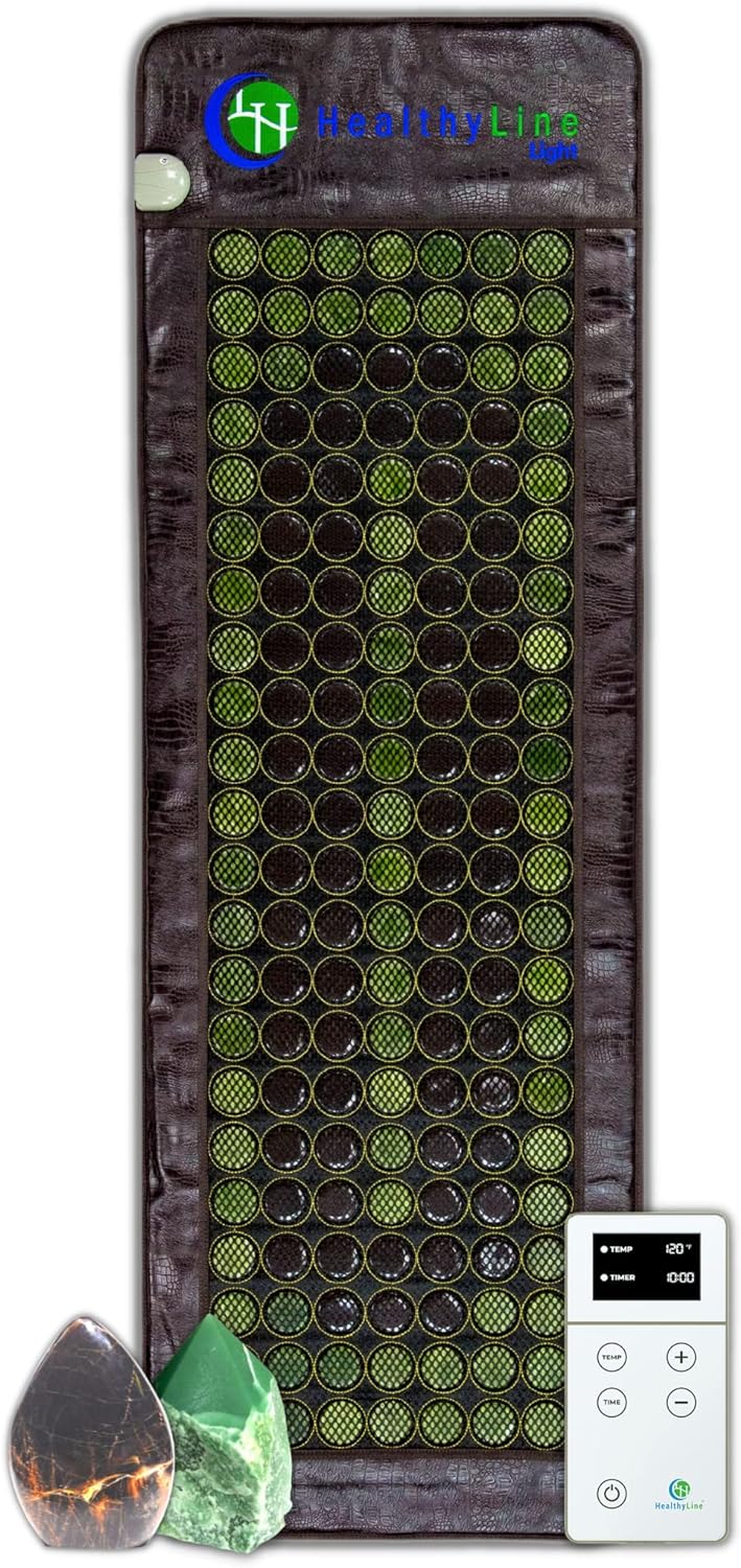 HealthyLine Far Infrared Heating Pad - Hot Stones Jade Tourmaline - Negative Ions - Mesh JT Mat Full 7224 Soft Light InfraMat Pro?