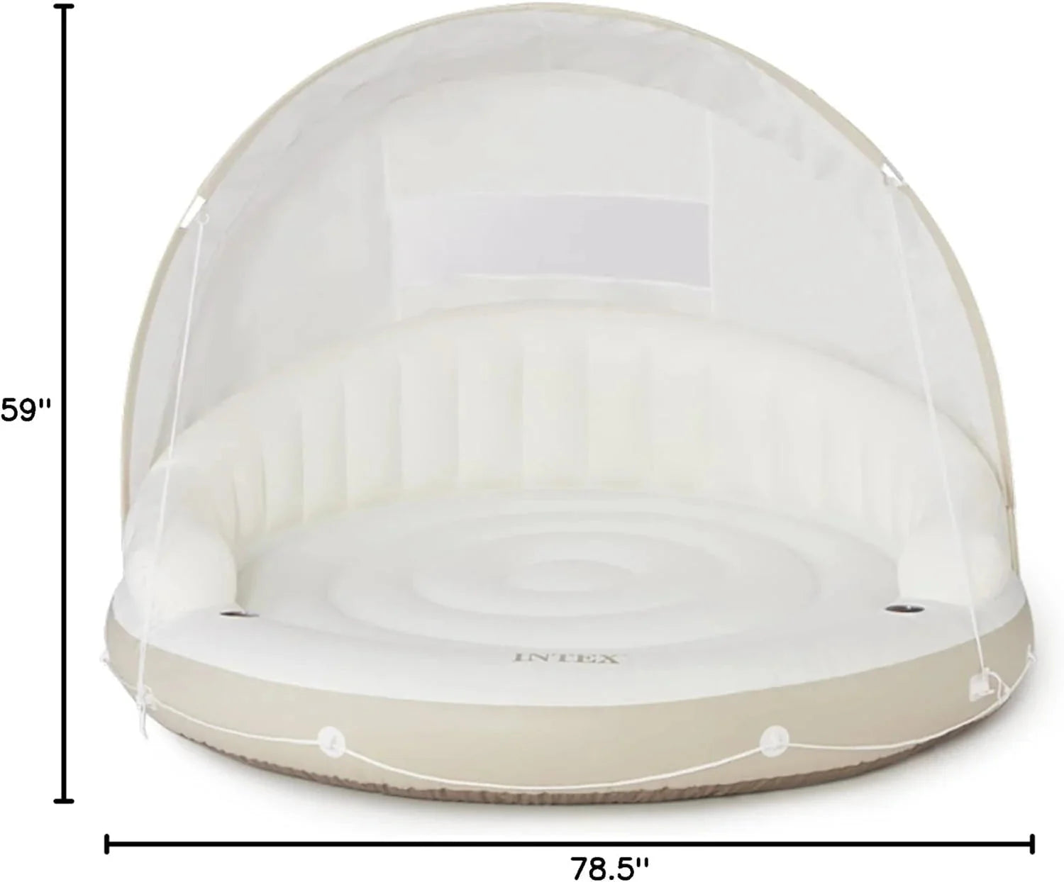 58292EP Canopy Island Inflatable Pool Float: Comfortable Lounge Surface Built-in Cup Holders Detachable Sunshade 440lb Max Weight Capacity 78.5 x 59