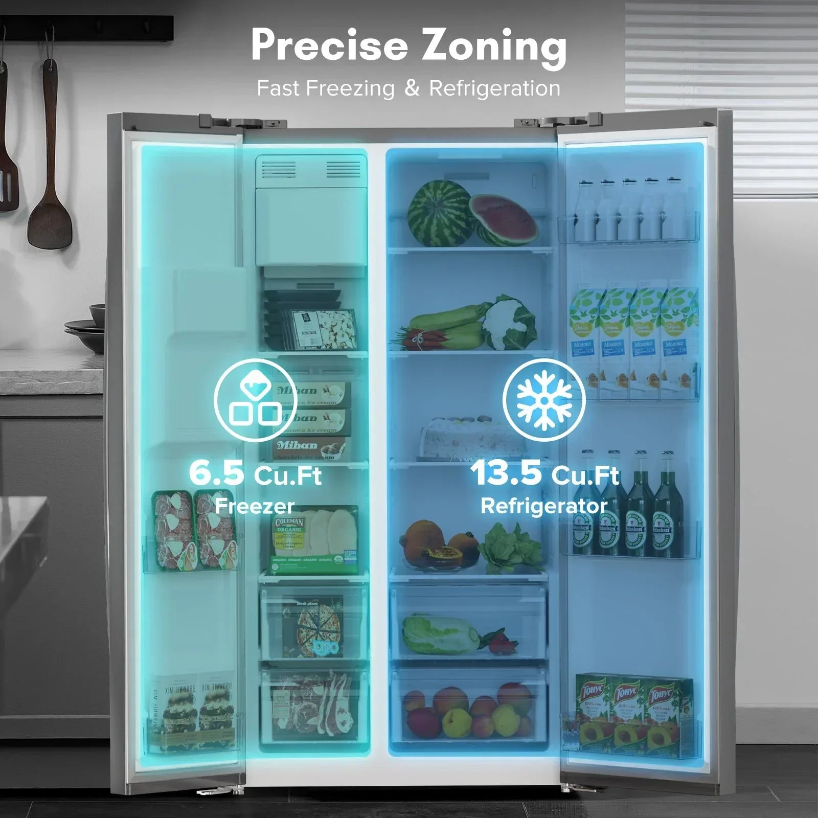 36 Side By Side 20.01 Cu. ft. Built-in Refrigerator with Freezer & Ice Maker Included