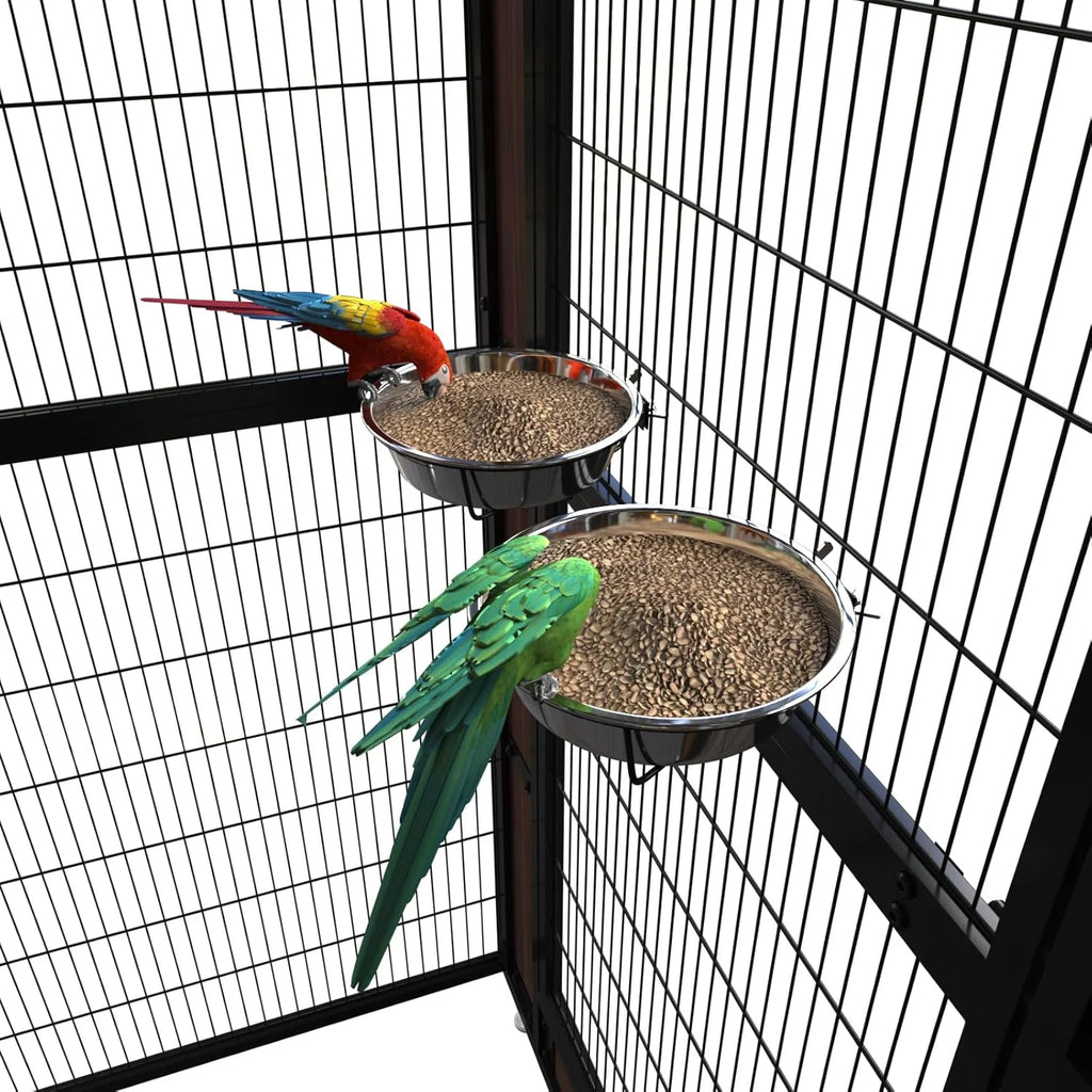 Large Outdoor Bird Cage Aviary for Parakeets, Parrots, Black