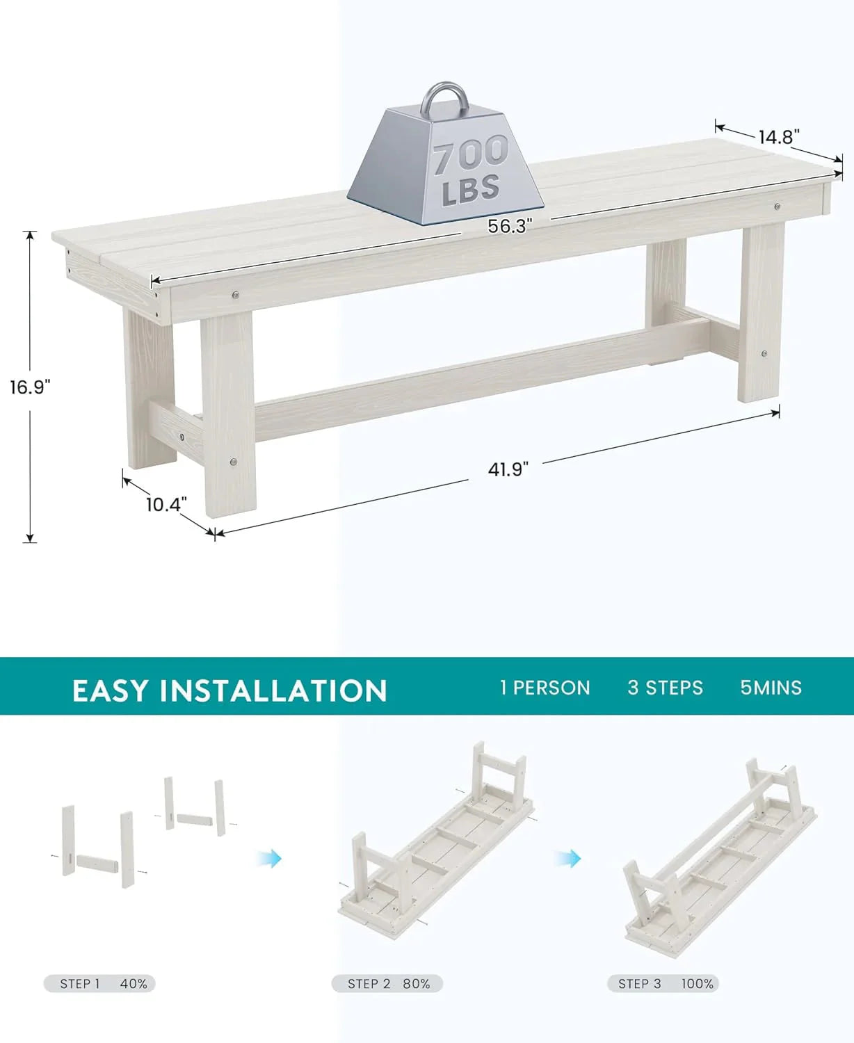 SERWALL 7-Piece Patio Table Set, Outdoor HDPE Dining Furniture with Umbrella Hole, All Weather Table and Chairs for Lawn, Garden, Poolside, Aruba