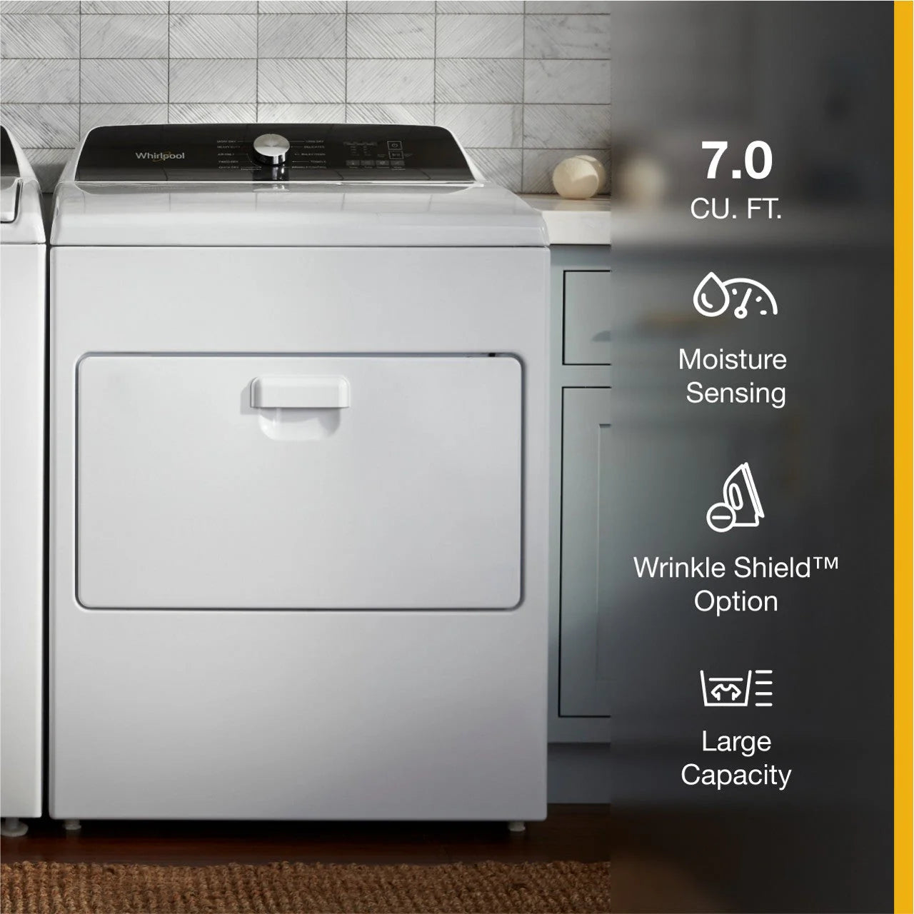 2025 Whirlpool – 7.0 Cu. Ft. Gas Dryer with Moisture Sensing – White