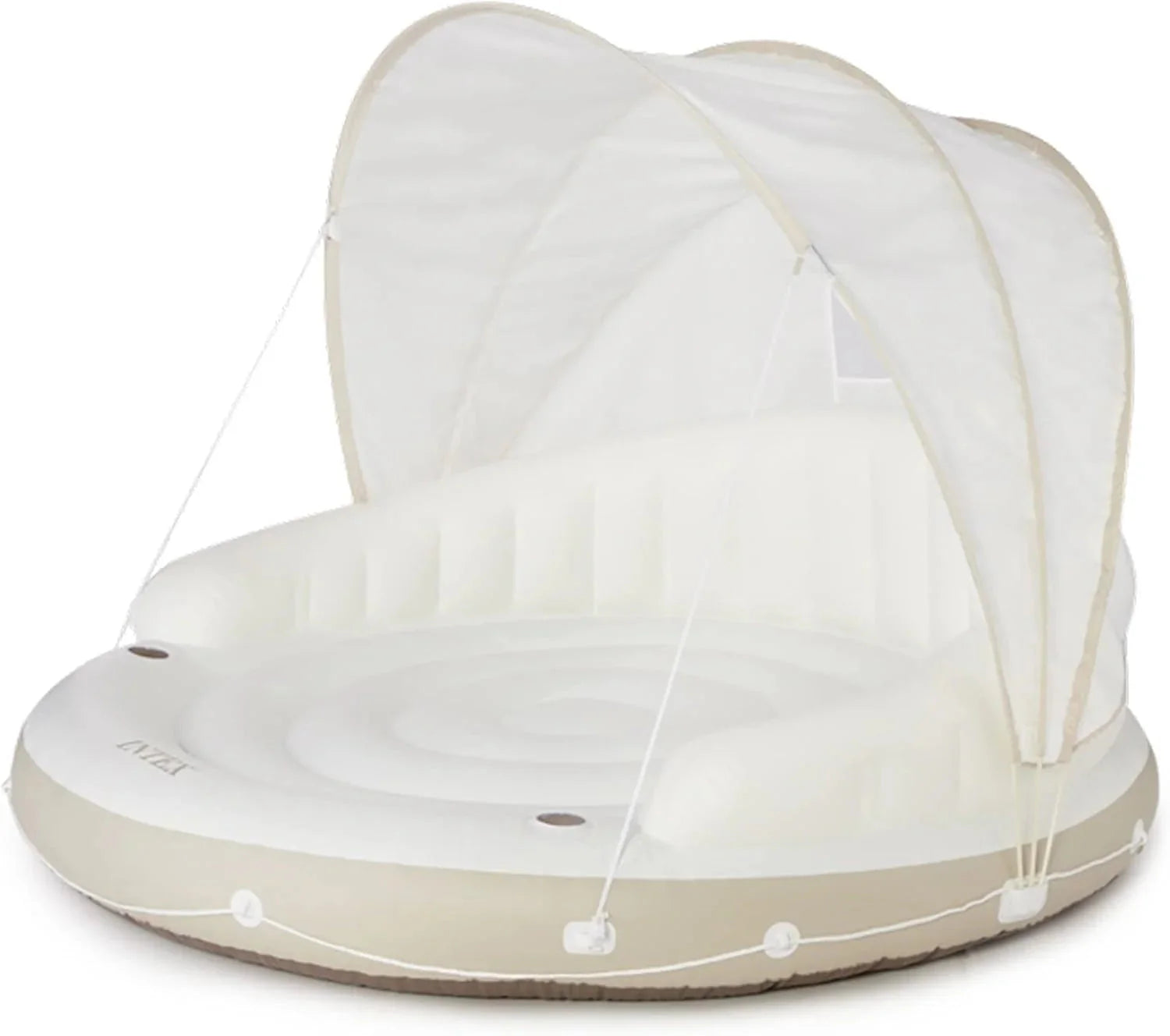58292EP Canopy Island Inflatable Pool Float: Comfortable Lounge Surface Built-in Cup Holders Detachable Sunshade 440lb Max Weight Capacity 78.5 x 59