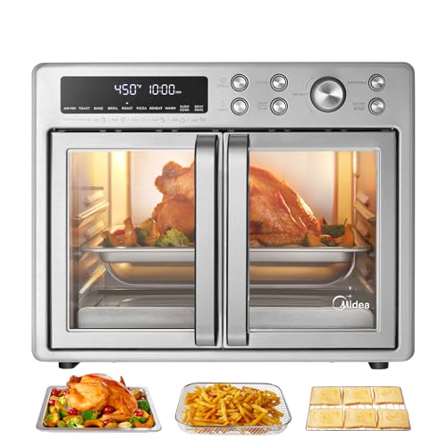 Midea Flexify French Door Toaster Oven Air Fryer Combo, 26.4 QT, Extra Large Air Fryer Countertop Oven 10 in 1 Combo, 25% Faster Cooking and 90% Less Oil, Stainless Steel : Home & Kitchen