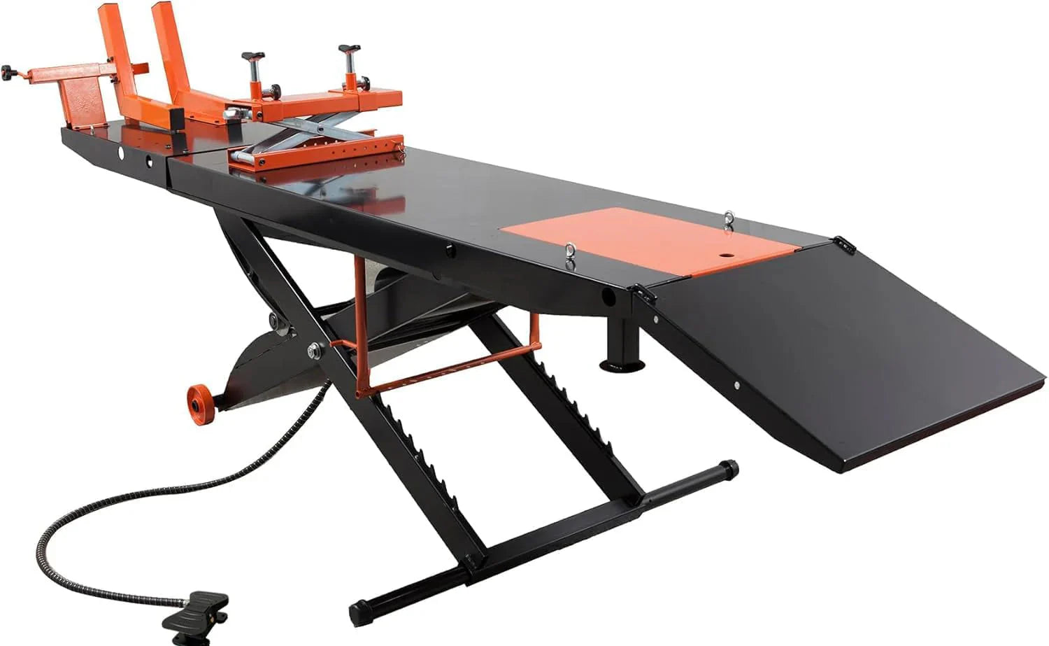 APlusLift MT1500X 1500LB Air-Operated Motorcycle & ATV Lift Table – 48 Wide with Side Extensions, 2-Year Warranty
