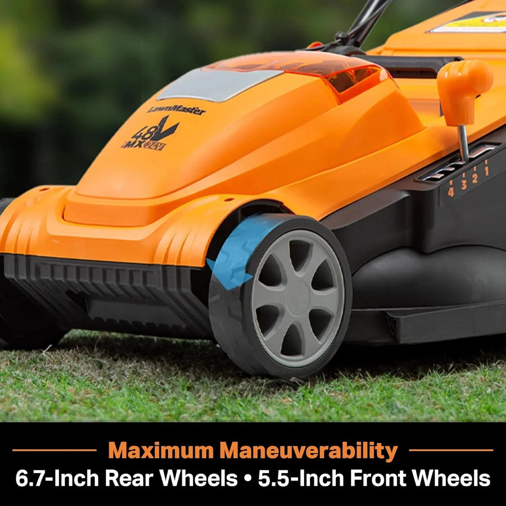 LawnMaster Cordless 13-Inch Lawn Mower 24V Max with 2X4.0Ah Battery and a Charger
