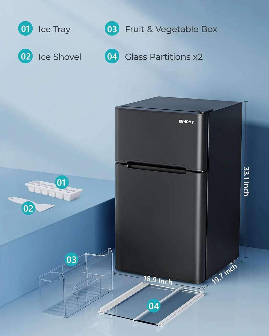 3.2 Cu.Ft Mini Fridge with Freezer ?? 2-Door Compact Refrigerator for Bedroom, Dorm, Office or Apartment, Silver3.2 Cu.Ft Mini Fridge with Freezer ?? 2-Door Compact Refrigerator for Bedroom, Dorm, Office or Apartment, Silver