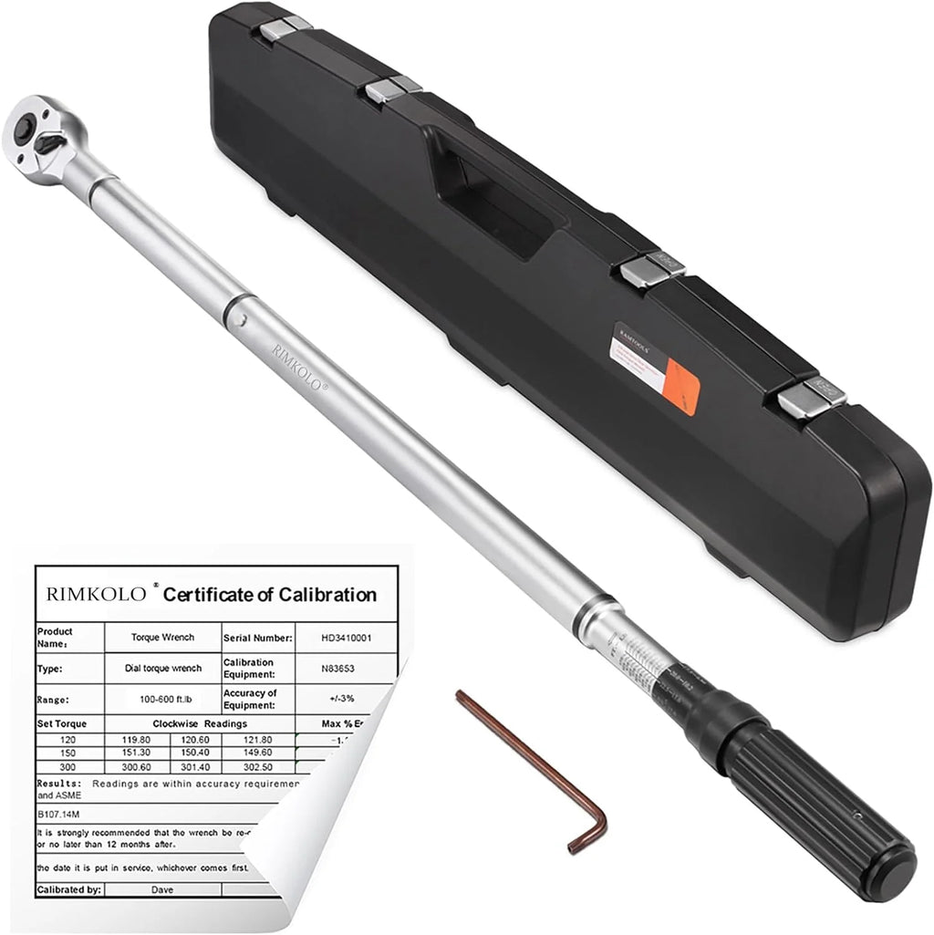 1-Inch Drive Click Torque Wrench, Dual-Scale Adjustable Torque Wrench Set with a Hex Key 200-1000ft.lb / 271-1356.7Nm
