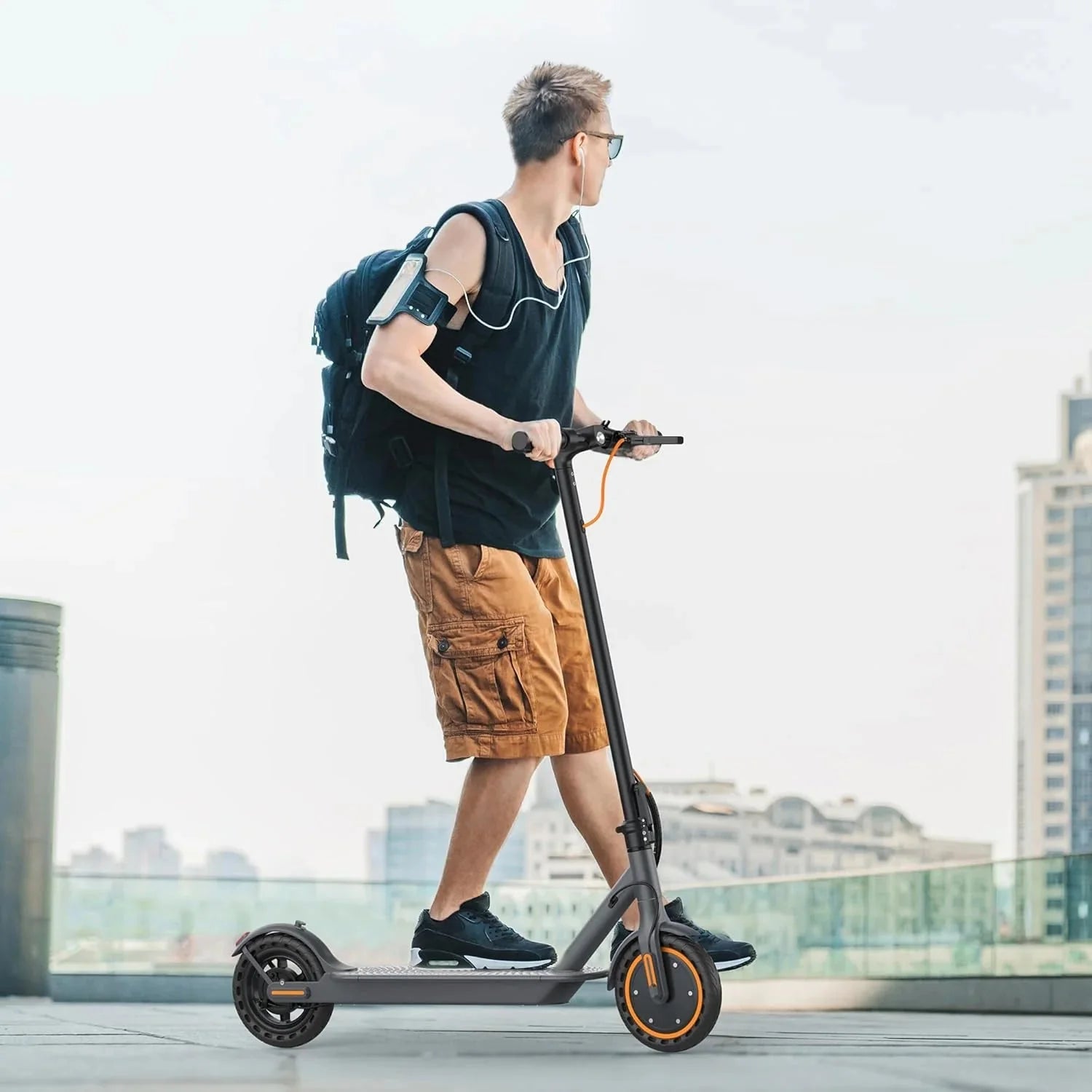 Electric Scooter, 350W/500W Powerful Motor, 8.5/10 Solid Tires, 19/22Mph, 28/21/12 Miles Range,Dual Braking