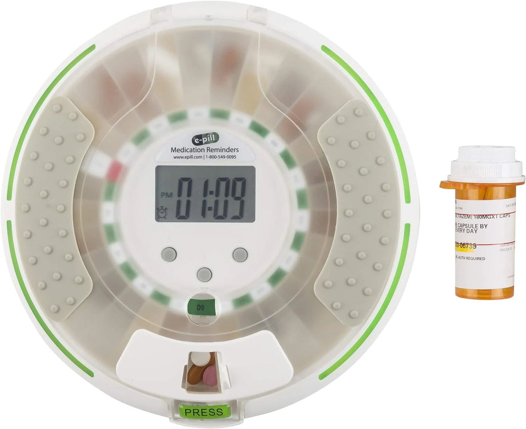 e-Pill Voice - Locked Automatic Pill Dispenser - Reminds with a Friendly Voice