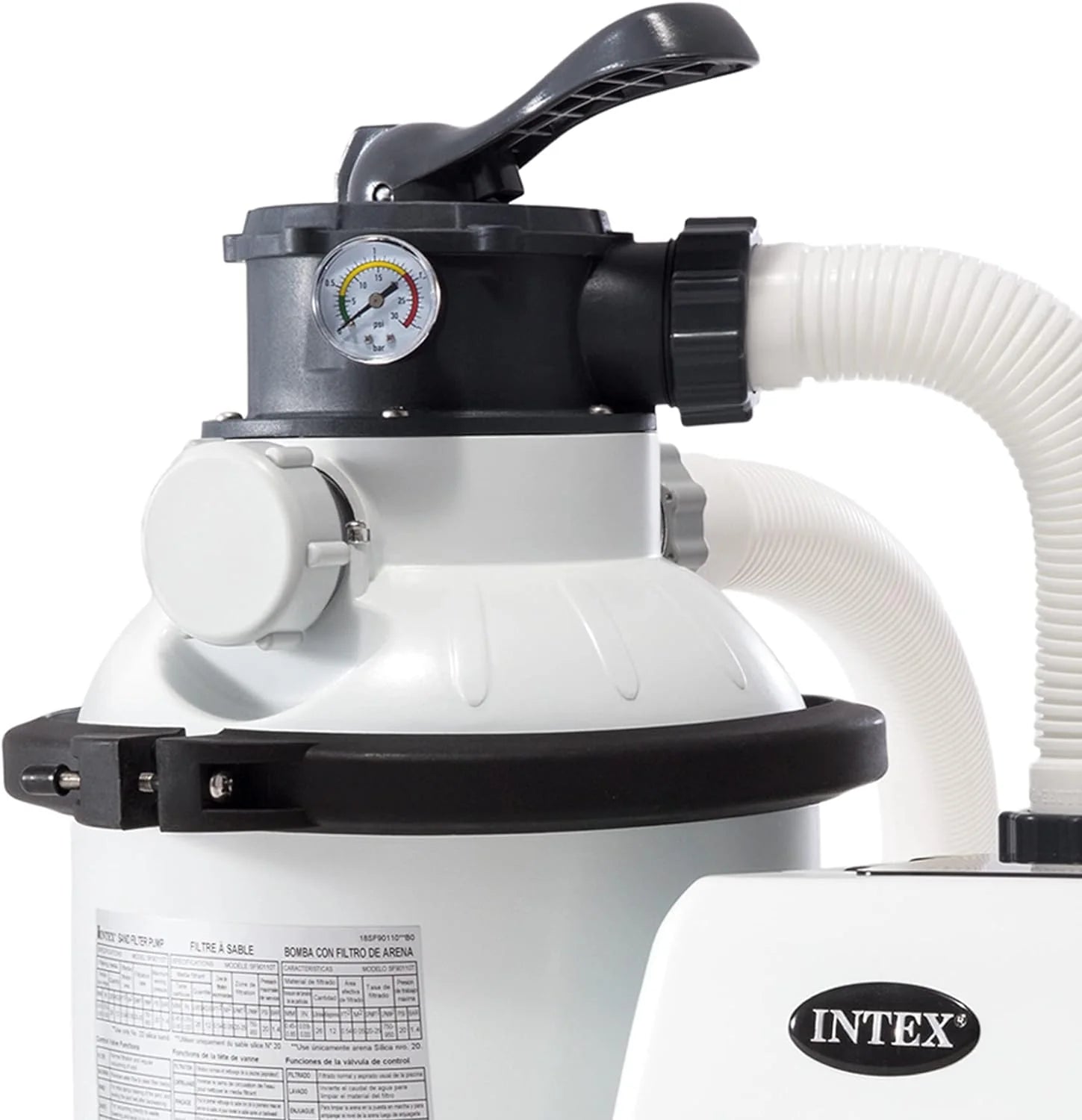 Intex 26651EG Krystal Clear 16 Inch 3,000 GPH Above Ground Pool Sand Filter Pump with Automatic Timer, GFCI, and 6 Function Control, Gray