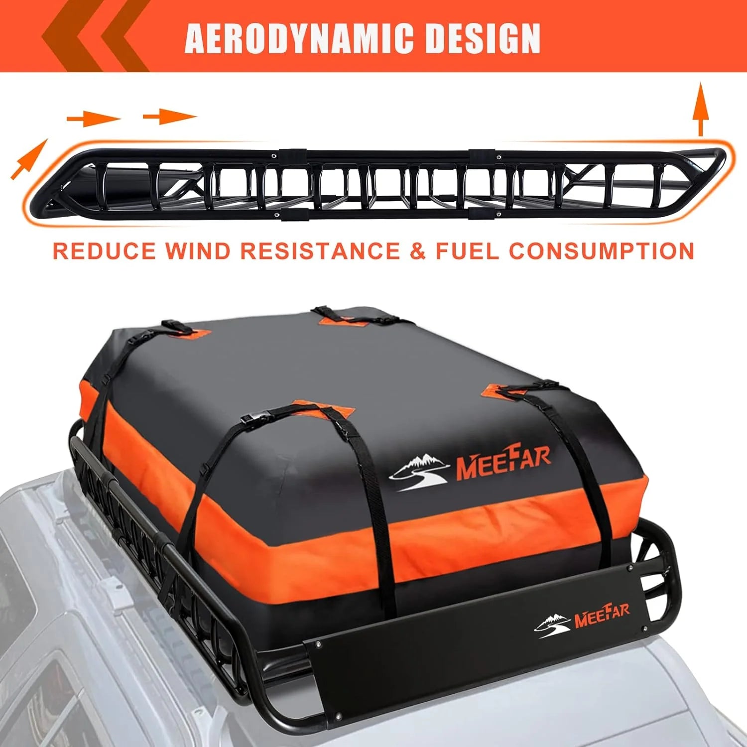 Folding hitch mounted cargo basket 60 With hook stabilizer, net and straps