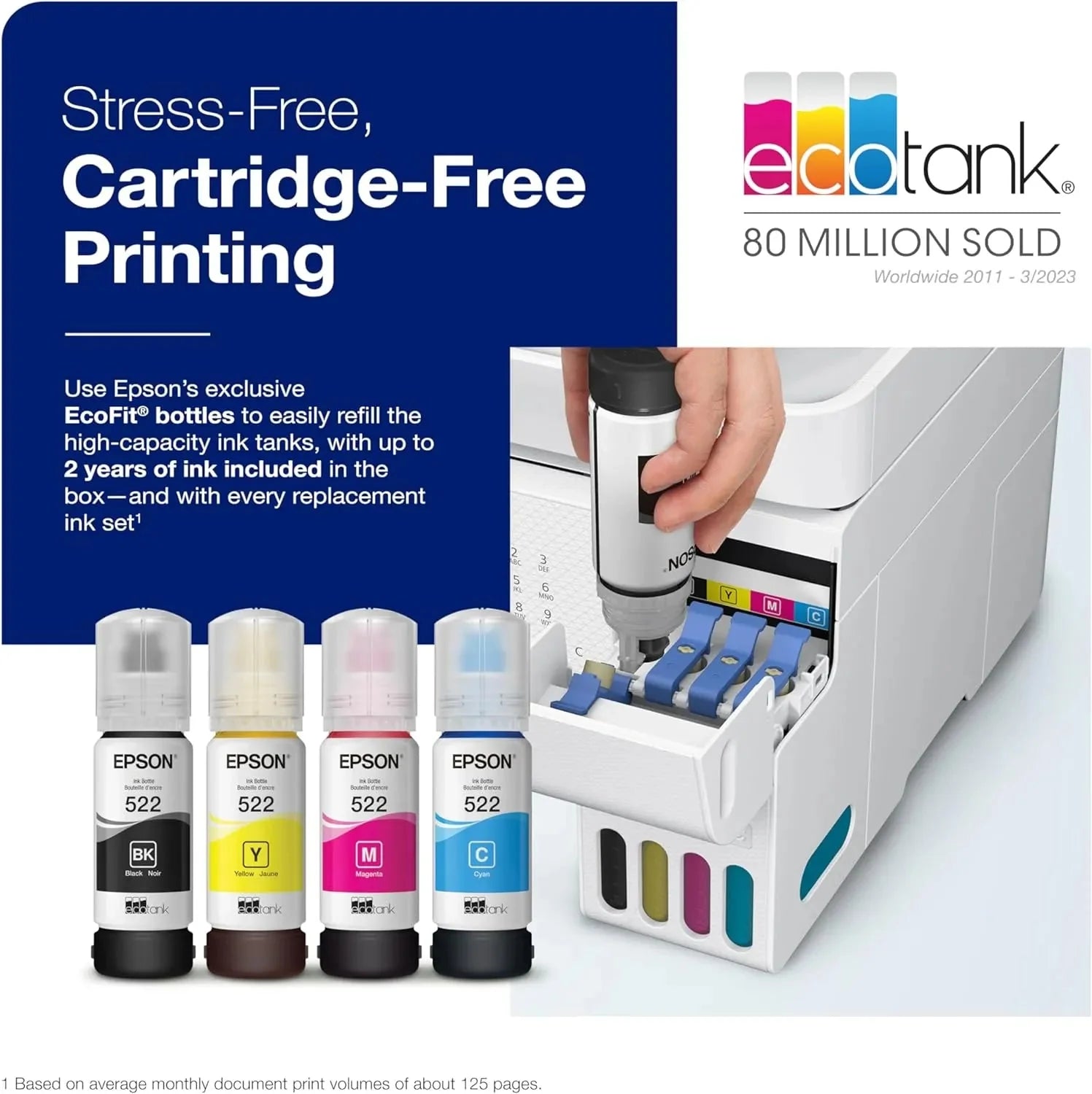 ET 4800 Wireless All in One Cartridge Free Supertank Printer with Scanner, Copier, Fax, ADF and Ethernet – Ideal for Your Home Office, White