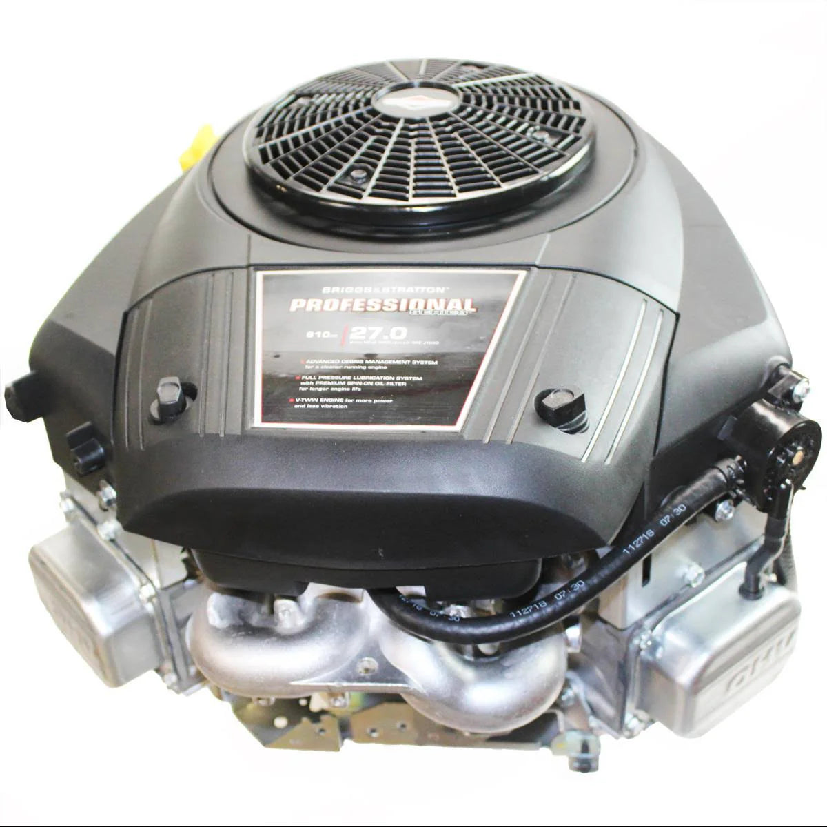 27HP Vertical Engine with 1′′x3-5/32′′ Shaft, Electric Start, 16 Amp, Fuel Pump, Oil Filter – Cast Iron Sleeve