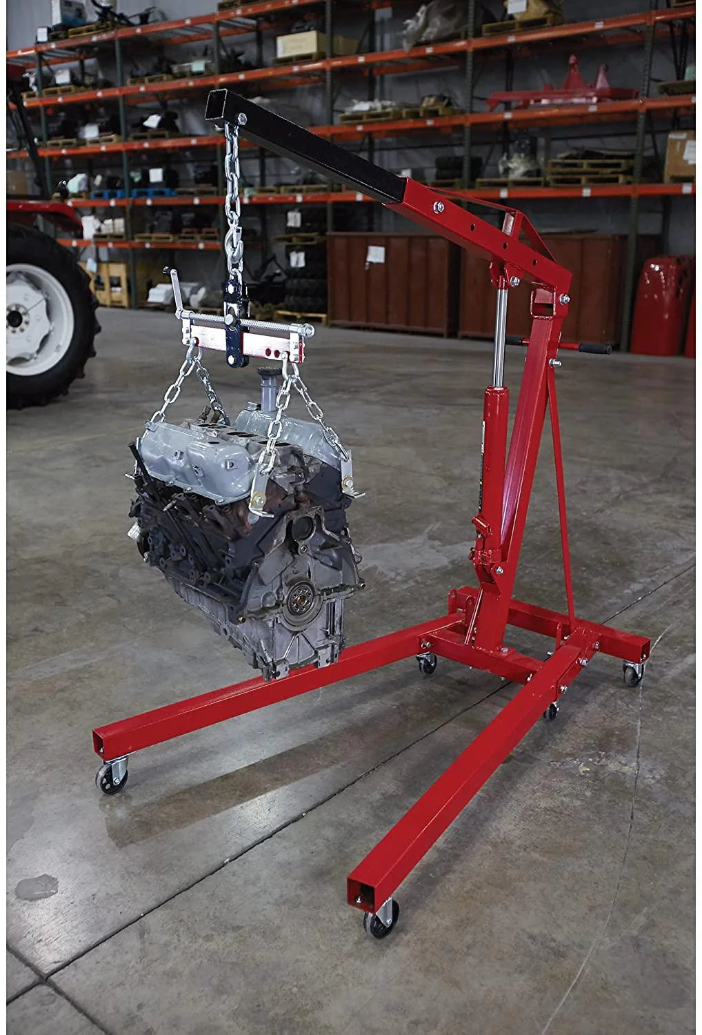 Strongway Hydraulic Engine Hoist with Load Leveler C 2 Ton Capacity, 1in. 82 5/8in. Lift Range