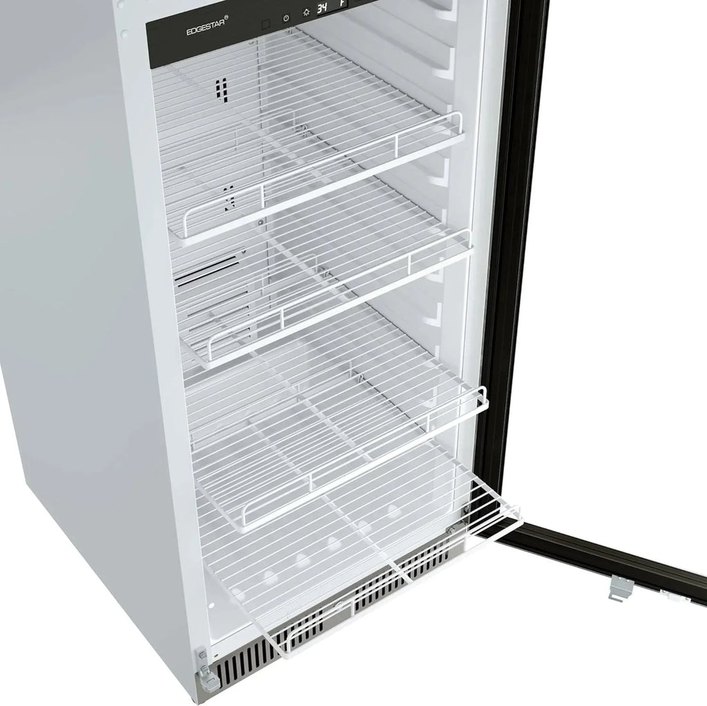 EdgeStar VBM101 22 Wide 10.1 Cu. Ft. Commercial Beverage Merchandiser – Stainless Steel, Temp Alarm, Reversible Door