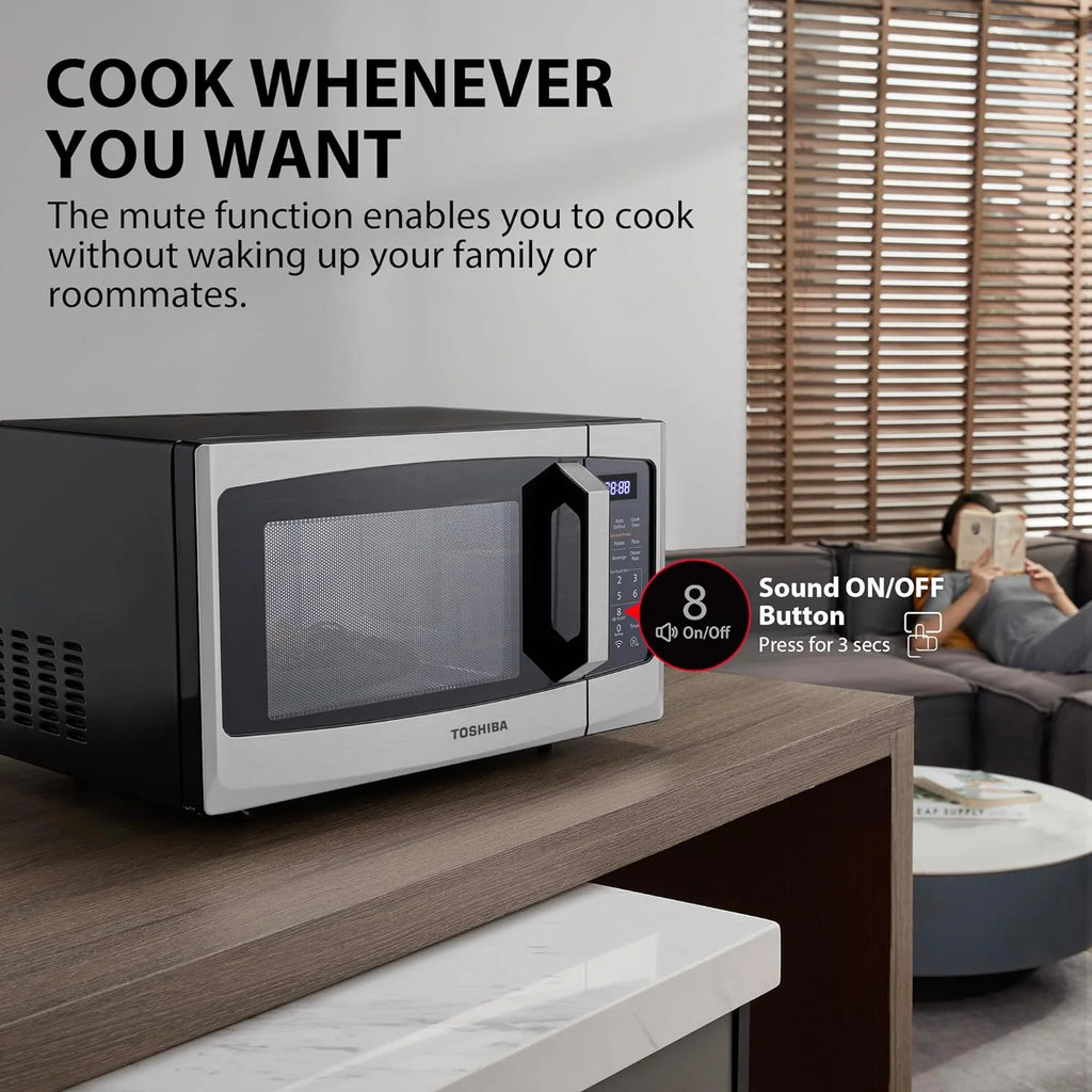 TOSHIBA 4-in-1 ML-EC42P(SS) Countertop Microwave Oven, Smart Sensor, Convection, Air Fryer Combo, Mute Function, Position Memory 13.6 Turntable, 1.5 Cu Ft, 1000W, Silver