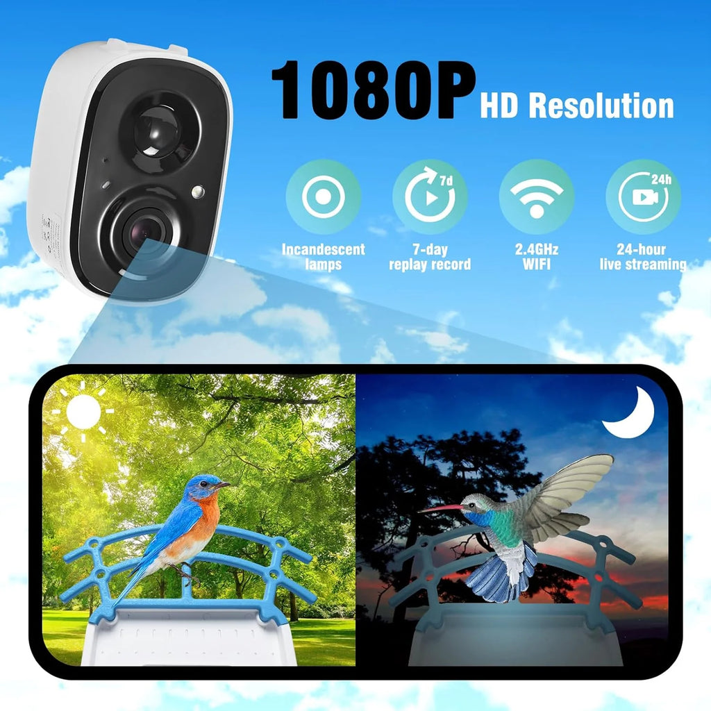 Smart Bird Feeder with 1080P HD Camera, Camera Bird Feeder Identify Bird Species with 2 Solar Panels, Video Bird Feeder with WiFi & Motion Detection, Smart Bird Feeders as Gifts(Light Blue)