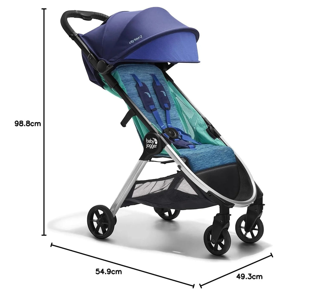 City Tour 2 Ultra-Compact Travel Stroller, Jet, Lightweight, Foldable, Ideal for Traveling