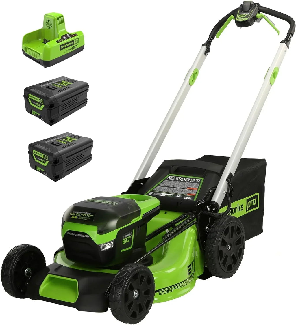 60V 21?? Cordless (Self-Propelled) Lawn Mower , 2 x 4.0Ah Batteries and Dual Port Rapid Charger