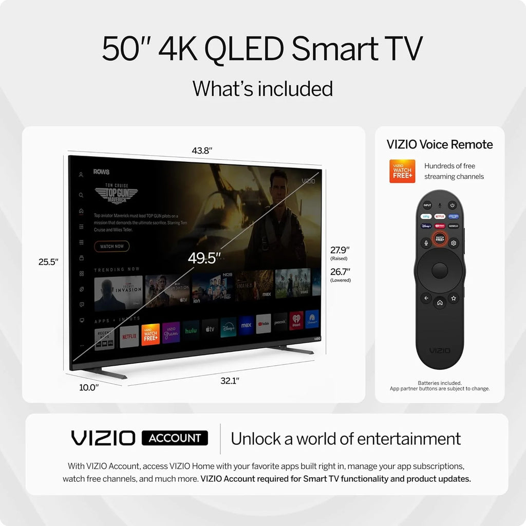 VIZIO 50 Quantum Pro 4K QLED Smart TV, HDR10+, 120Hz, 2023