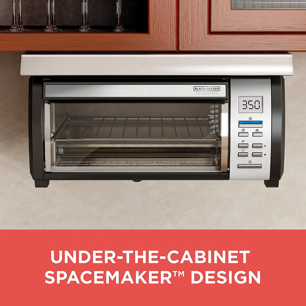 BLACK DECKER SpaceMaker Under Counter Toaster Oven, Digital Controls, Black/Stainless Steel, Fits 9?测?? Pizza or 4 Slices