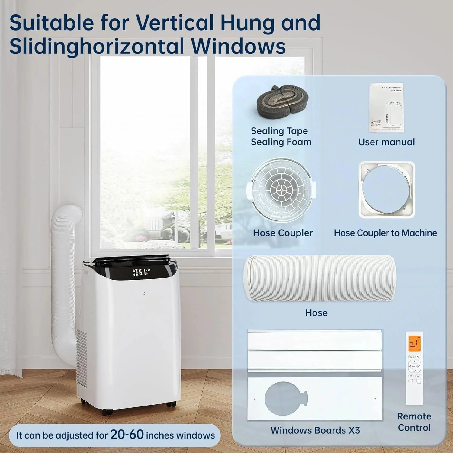 14000 BTU Portable Air Conditioners with Remote Control, 3-in-1 Free Standing Cooling AC Unit with Fan & Dehumidifier, Cools Room up to 700 sq.ft, Smart/Sleep Mode,3 Speed,Auto Swing,24H Timer