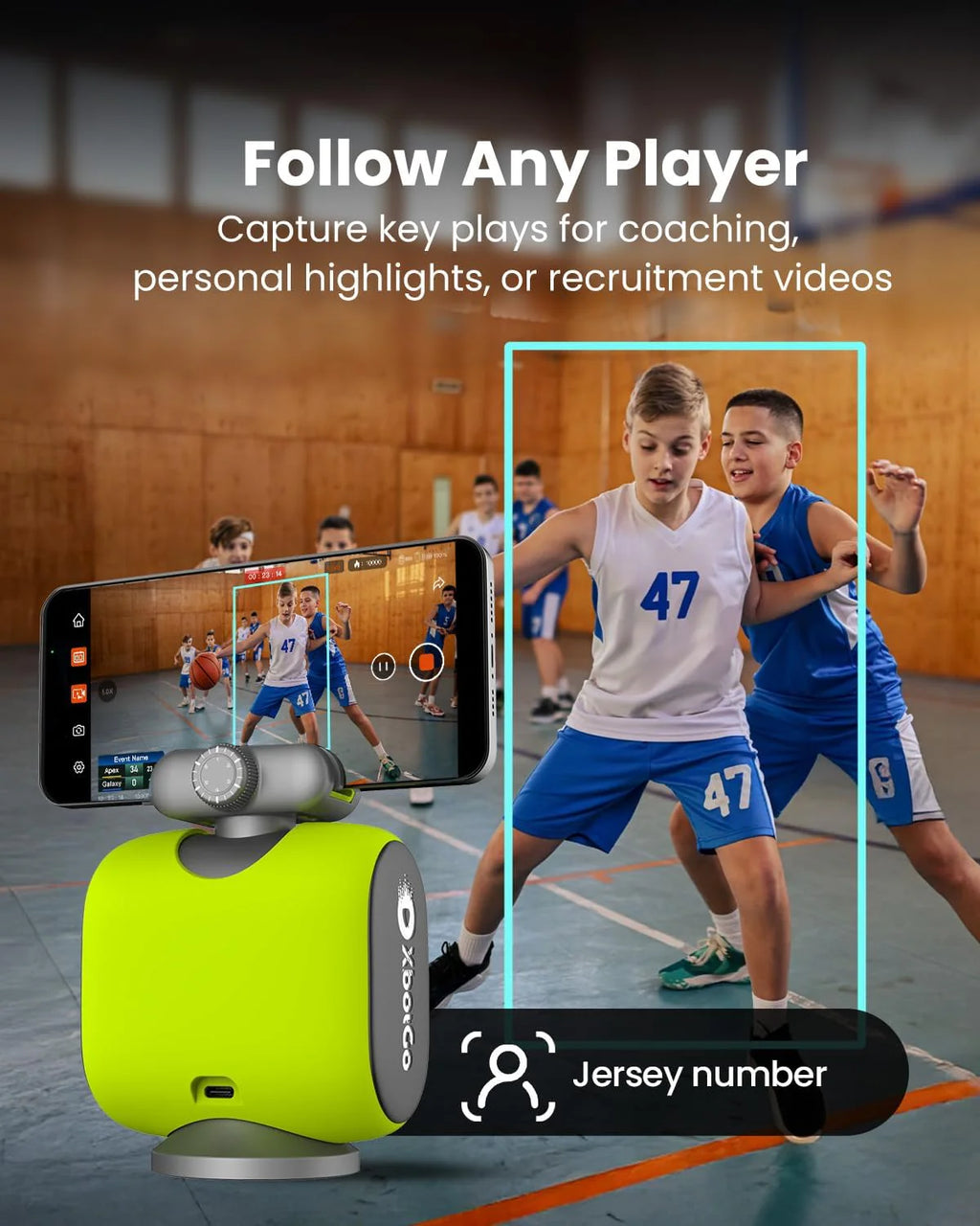 Chameleon AI 4K Sports Camera, Soccer & Basketball Tracking, No Subscription