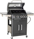 Burner Gas grill with side burner and enameled cast iron grille 42,000BTU outdoor cooking stainless steel propane grill Garden grill, silver