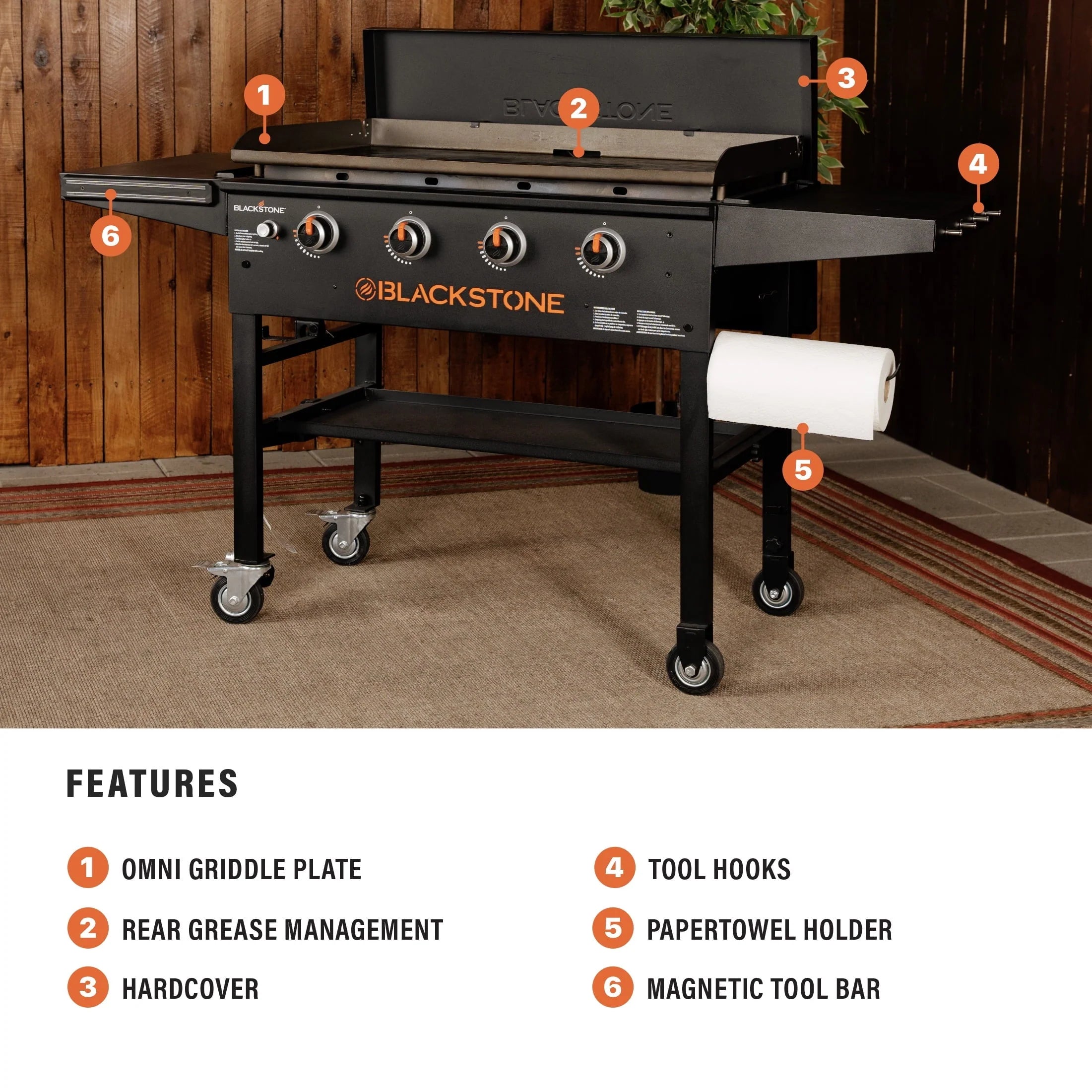 Blackstone Original 4-Burner 36 Propane Omnivore Griddle with Hard Cover