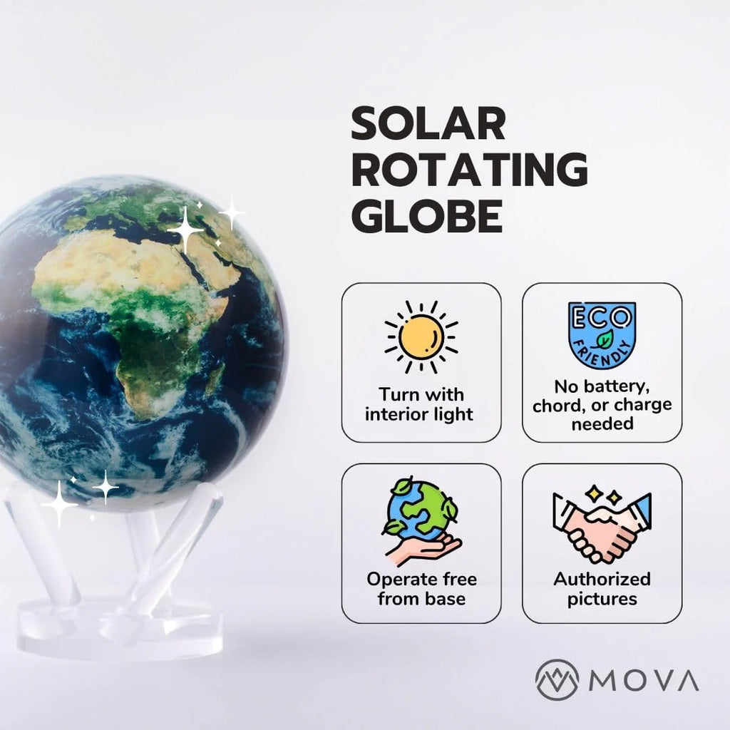 MOVA 4.5 Self-Rotating Globe Earth with Clouds, Light Powered