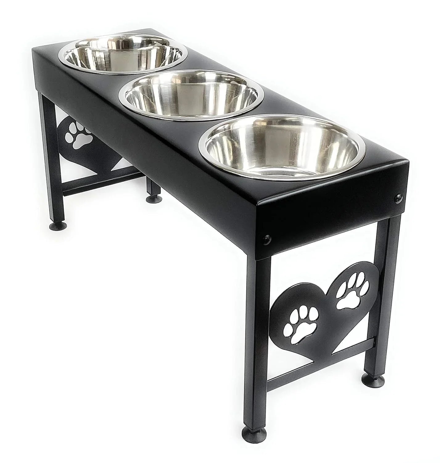 Pet Feeding Station Triple 3-Quart Metal Dog Bowl 16 Tall