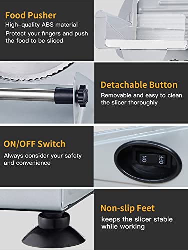 Meat Slicer, 200W Electric Food Slicer with Two Removable 7.5Stainless Steel Blades