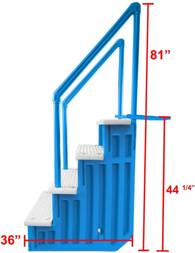 Select Anti-Slip in-Pool Steps | Gray | for Above Ground Swimming Pools | Can Mount to Decks 48 to 54 H | Safety Stairs Capacity Up to 300 lbs