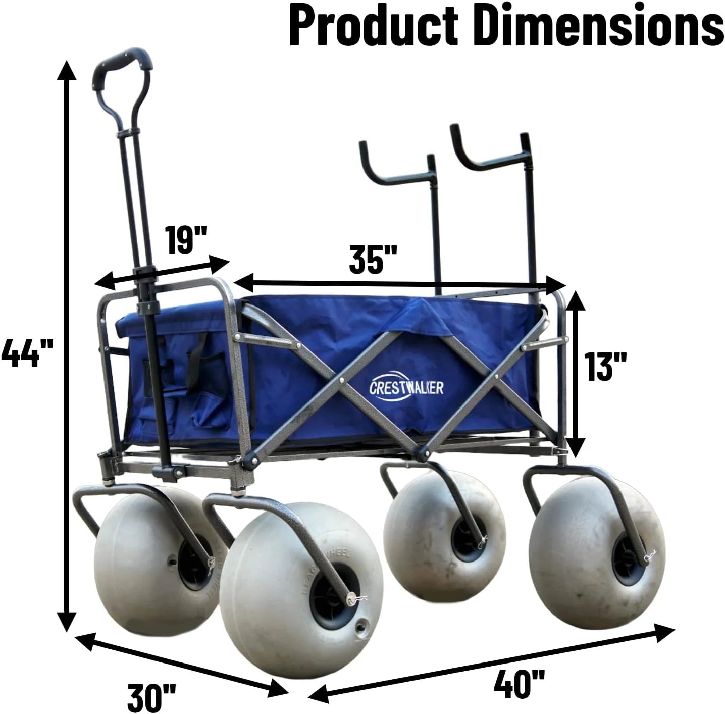 Beach Cart with 13 Balloon Wheels, Chair Racks & Pump Included