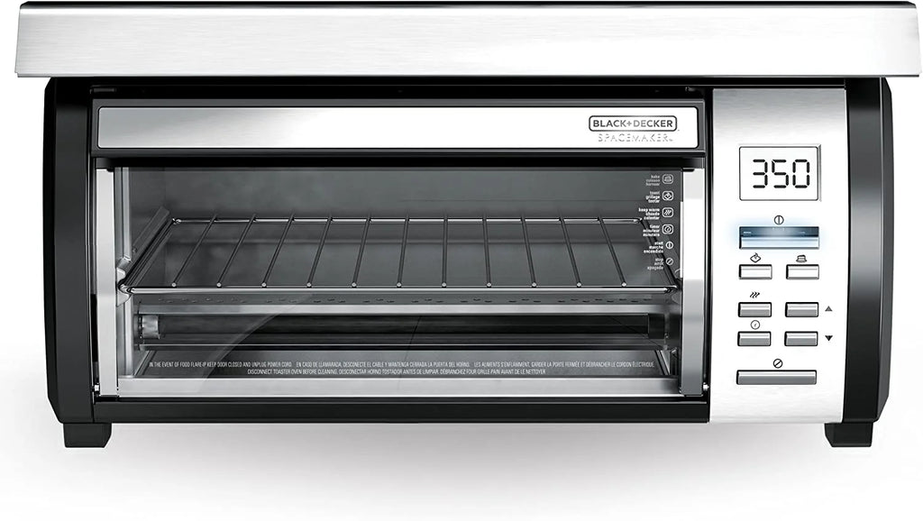 BLACK+DECKER SpaceMaker Under-Counter Toaster Oven, Digital Controls, Black/Stainless Steel, Fits 9?测?? Pizza, TROS1000D