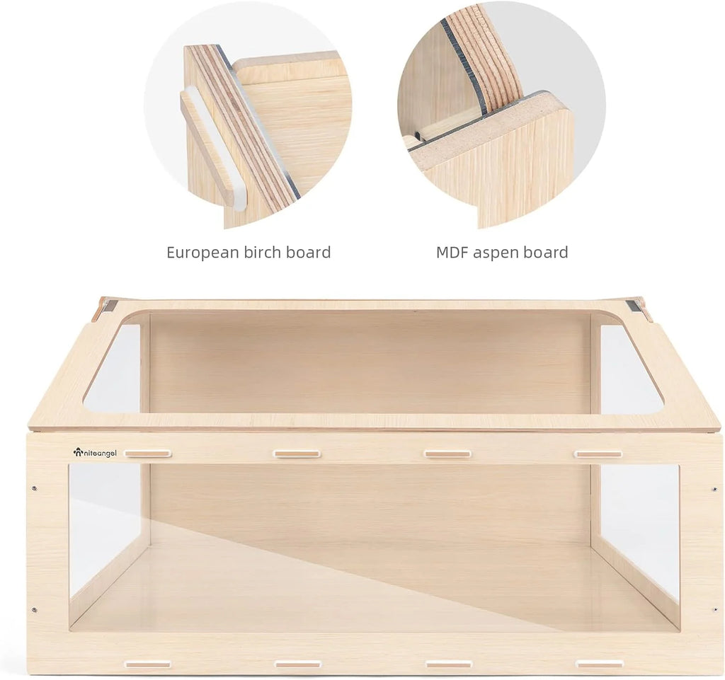 Hamster Cage W/Oblique Opening Cage Door - MDF Aspen Small Animal Cage for Syrian Hamsters Degus or Other Similar-Sized Pets (Medium - 40.7 x 22.7 x 22.9 inches, Burlywood)