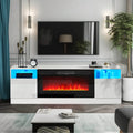 Oneinmil Fireplace TV Stand with 36 Electric Fireplace, LED Light Entertainment Center, Modern Wood, White