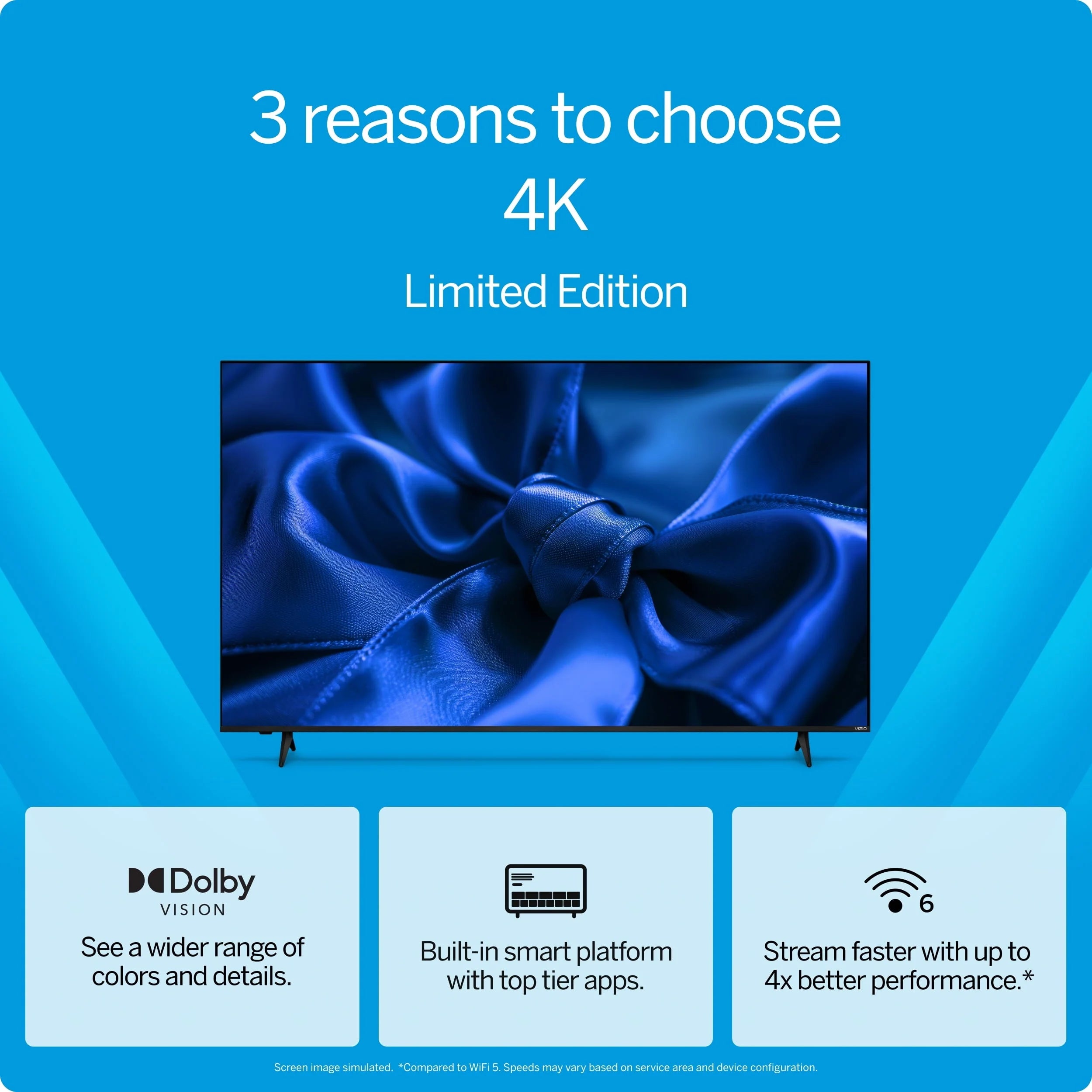 VIZIO 50′′ 4K LED HDR Smart TV with Dolby Vision, WiFi 6 & Built-in Apps – Model V4K50S-0809