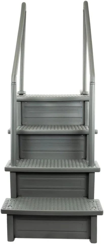Select Anti-Slip in-Pool Steps | Gray | for Above Ground Swimming Pools | Can Mount to Decks 48 to 54 H | Safety Stairs Capacity Up to 300 lbs
