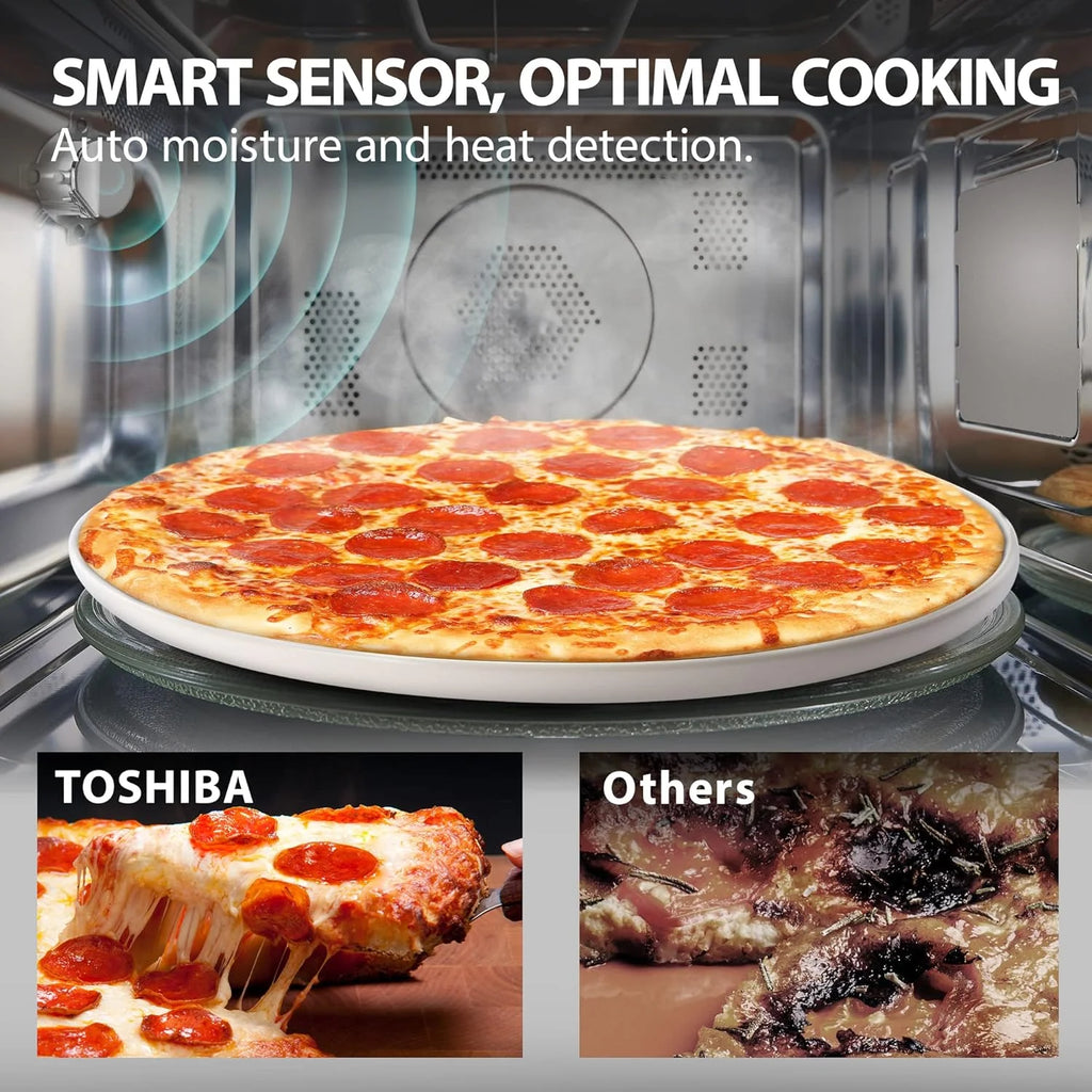 TOSHIBA 4-in-1 ML-EC42P(SS) Countertop Microwave Oven, Smart Sensor, Convection, Air Fryer Combo, Mute Function, Position Memory 13.6 Turntable, 1.5 Cu Ft, 1000W, Silver